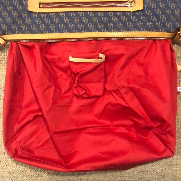 Vintage Dooney and Bourkey Blue Jacquard Monogram Top Zipper Tote Shoulder Bag - Picture 11 of 17